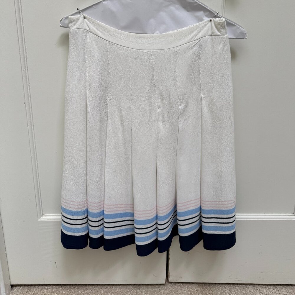 White & Blue Pleated Skirt